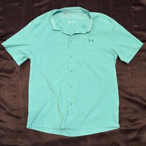 Under Armour Short Sleeve Button-Up Performance Shirt – Teal – Size Large